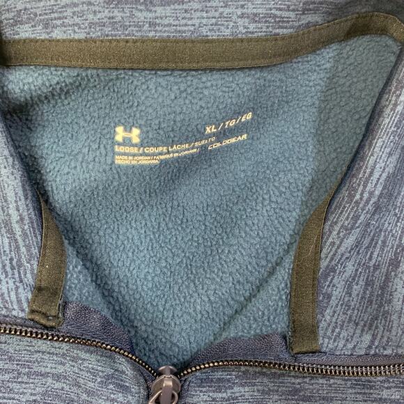 Under Armour Sweatshirt Mens XL Extra Large Blue ColdGear Fleece Half Zip - Picture 4 of 11